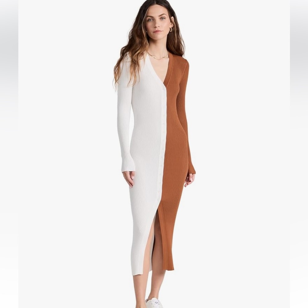 NEW STAUD Shoko Colorblock Midi Dress • XS